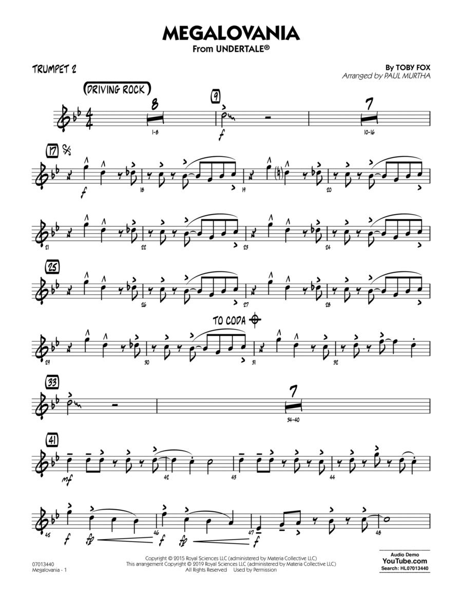 Megalovania (arr. Paul Murtha) - Trumpet 2