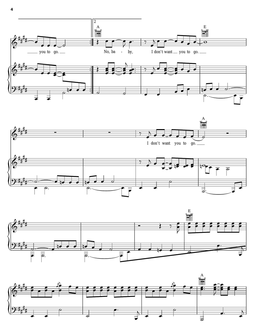 I Don't Want You To Go Piano, Vocal, Guitar scores gallery preview page 4