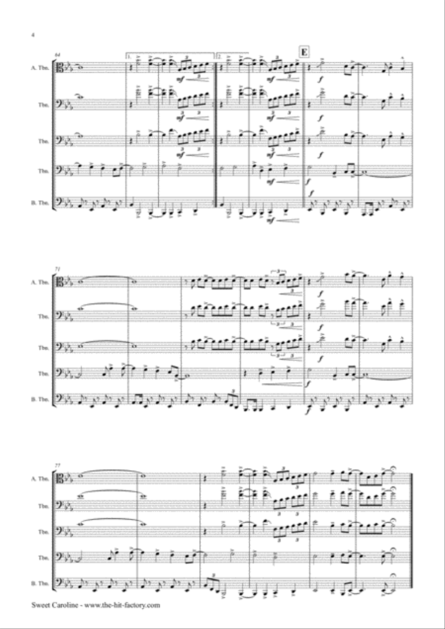 Sweet Caroline Trombone Solo scores gallery preview page 4