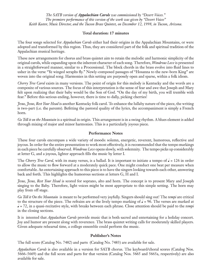 Appalachian Carols: 2. The Cherry Tree Carol SSAA scores gallery preview page 1