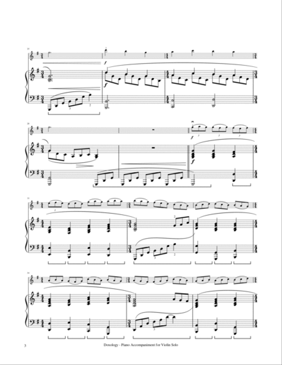 Doxology - Violin Solo with Piano Accompaniment Violin Solo scores gallery preview page 4