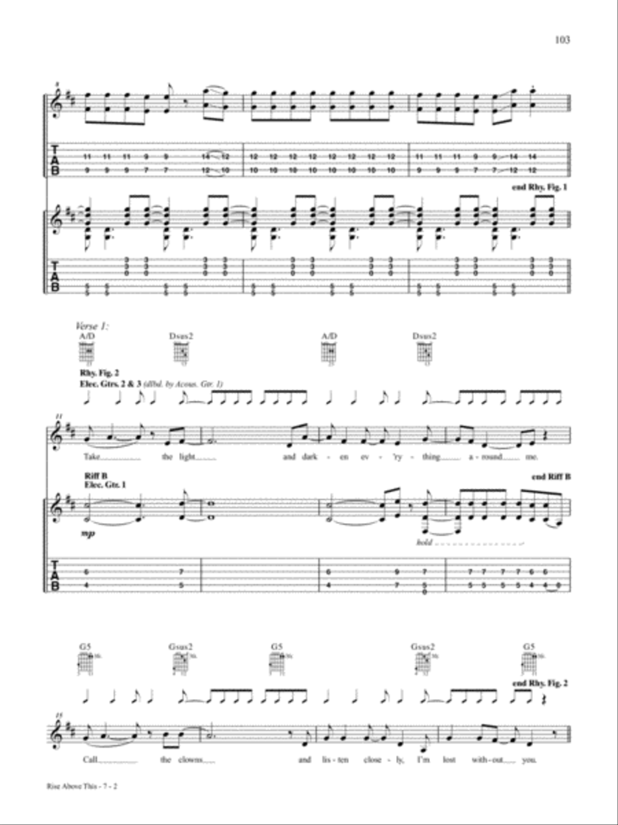 Rise Above This Guitar Tablature scores gallery preview page 2
