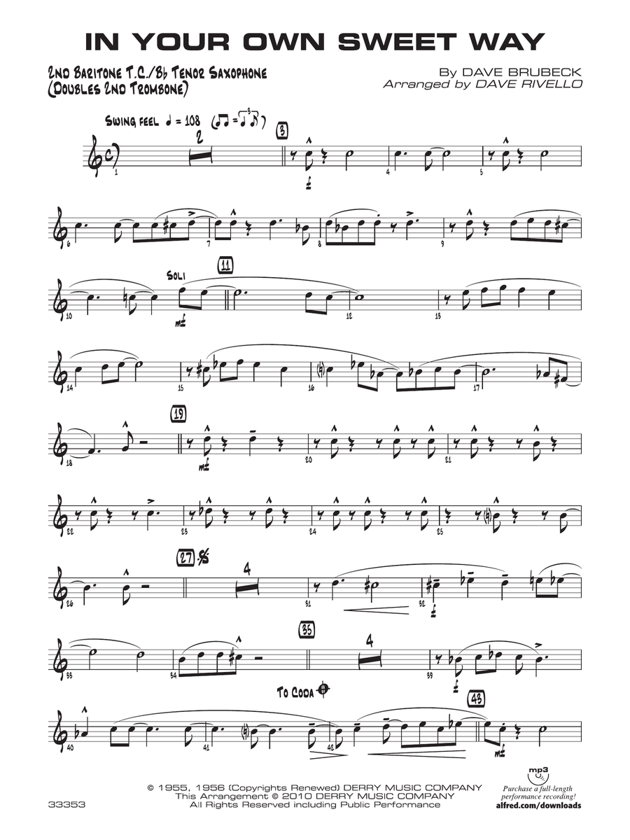 In Your Own Sweet Way: 2nd Baritone T.C.