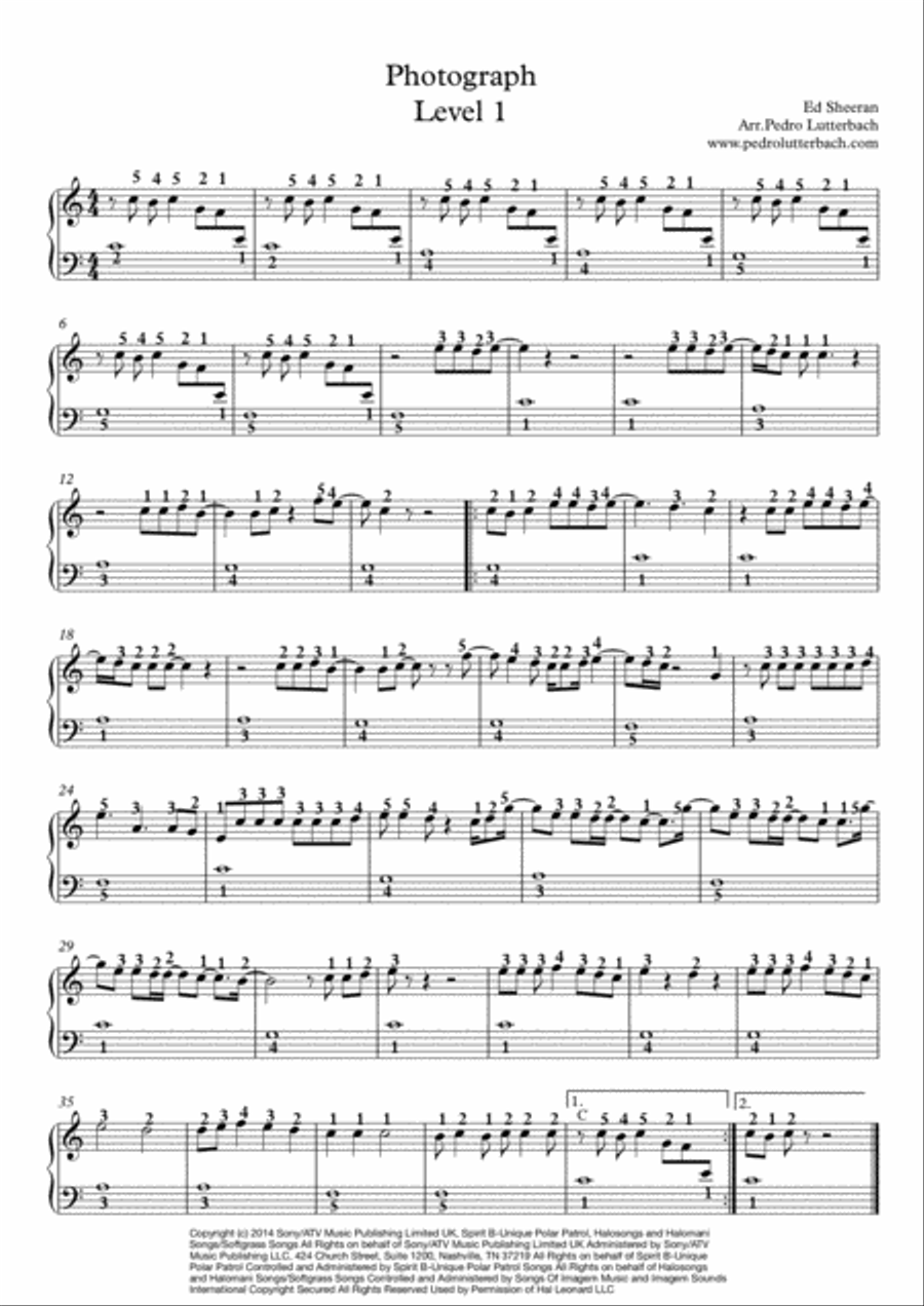 Photograph Easy Piano scores gallery preview page 1