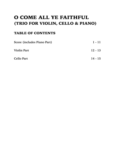 O Come All Ye Faithful (Piano Trio): Violin, Cello and Piano image number null