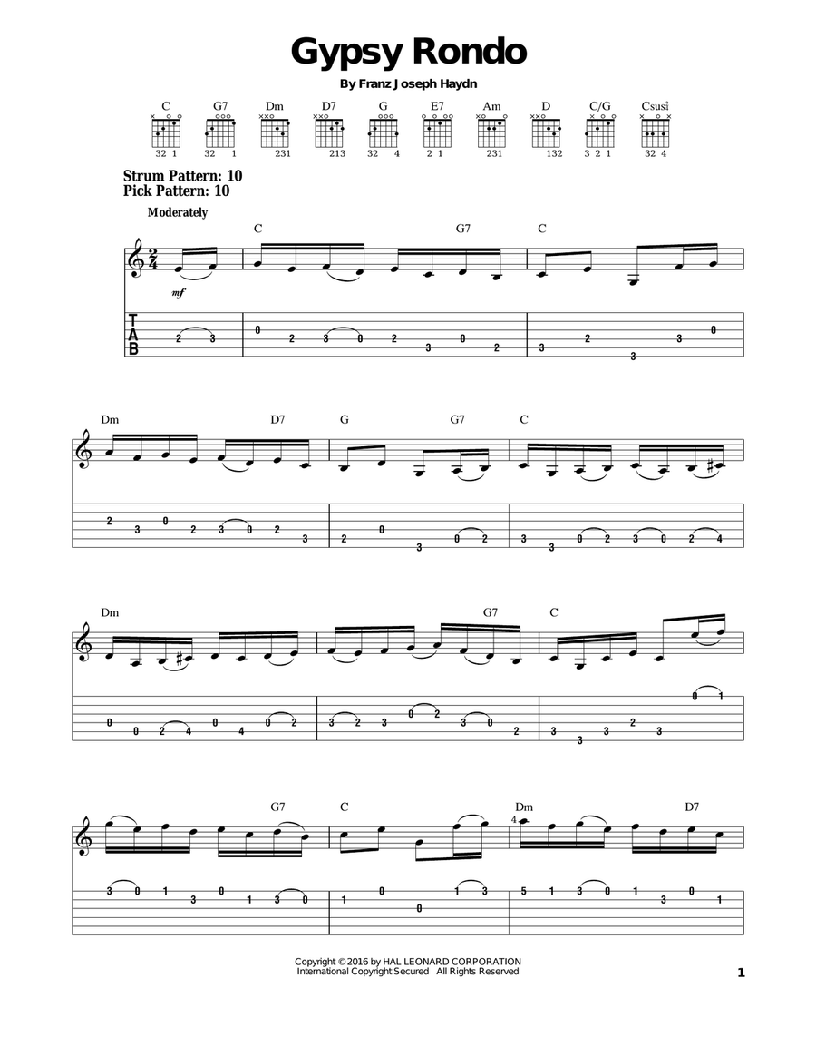 Gypsy Rondo by Franz Joseph Haydn Acoustic Guitar - Digital Sheet Music