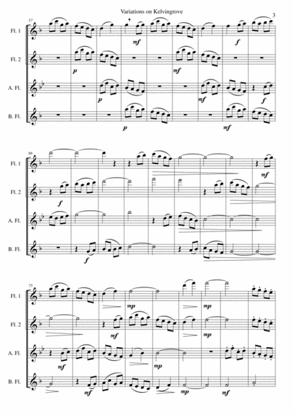 Variations on Kelvingrove for flute quartet image number null
