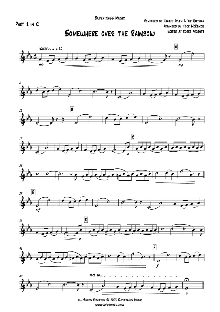 Over The Rainbow Brass Quartet scores gallery preview page 6
