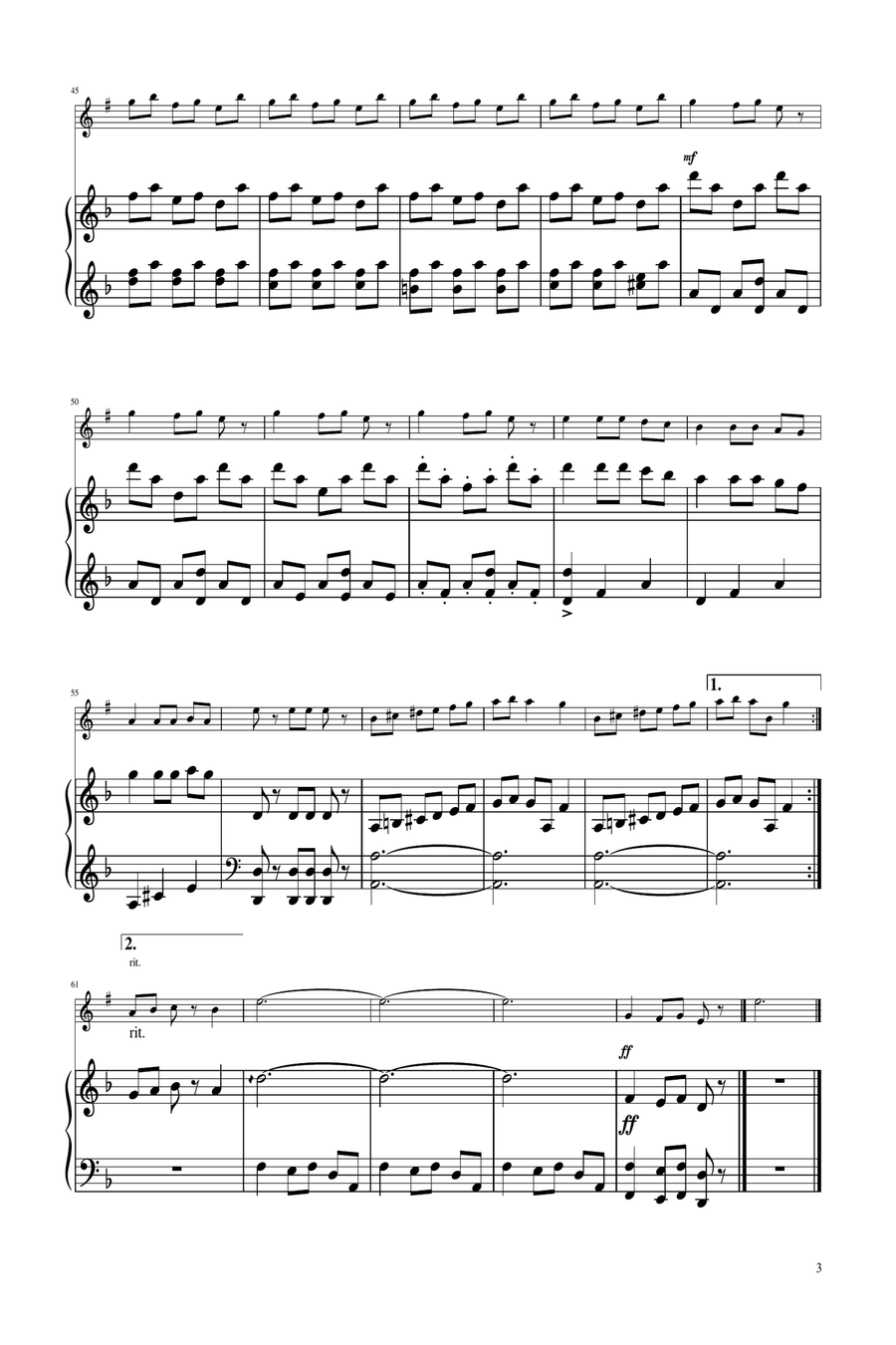 Carol of The Bells - Clarinet Solo w/ Piano B-Flat Clarinet scores gallery preview page 3
