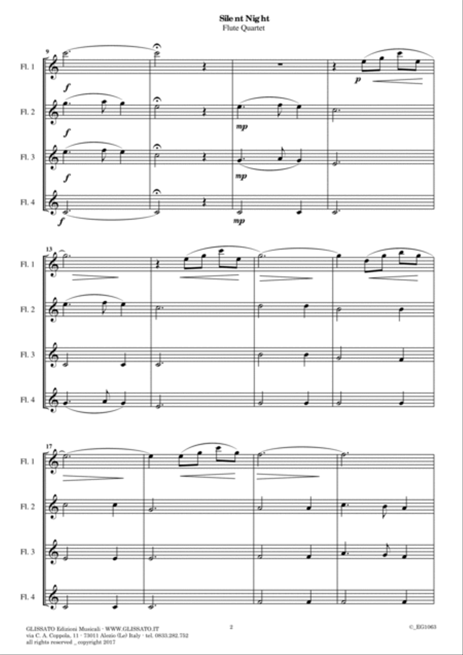 Silent Night - Flute Quartet (score & parts) image number null