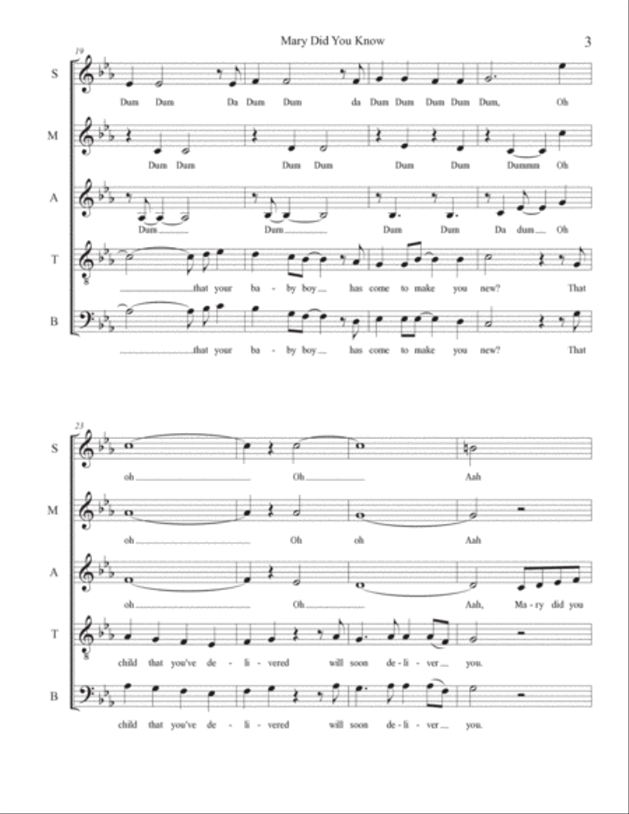 Mary, Did You Know? 4-Part scores gallery preview page 3