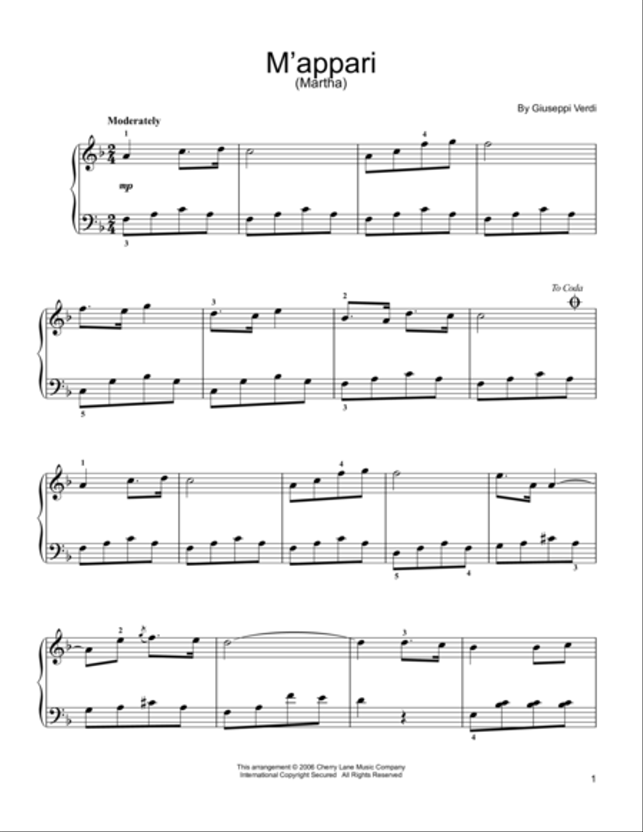 M'appari tutt'amor Easy Piano scores gallery preview page 1