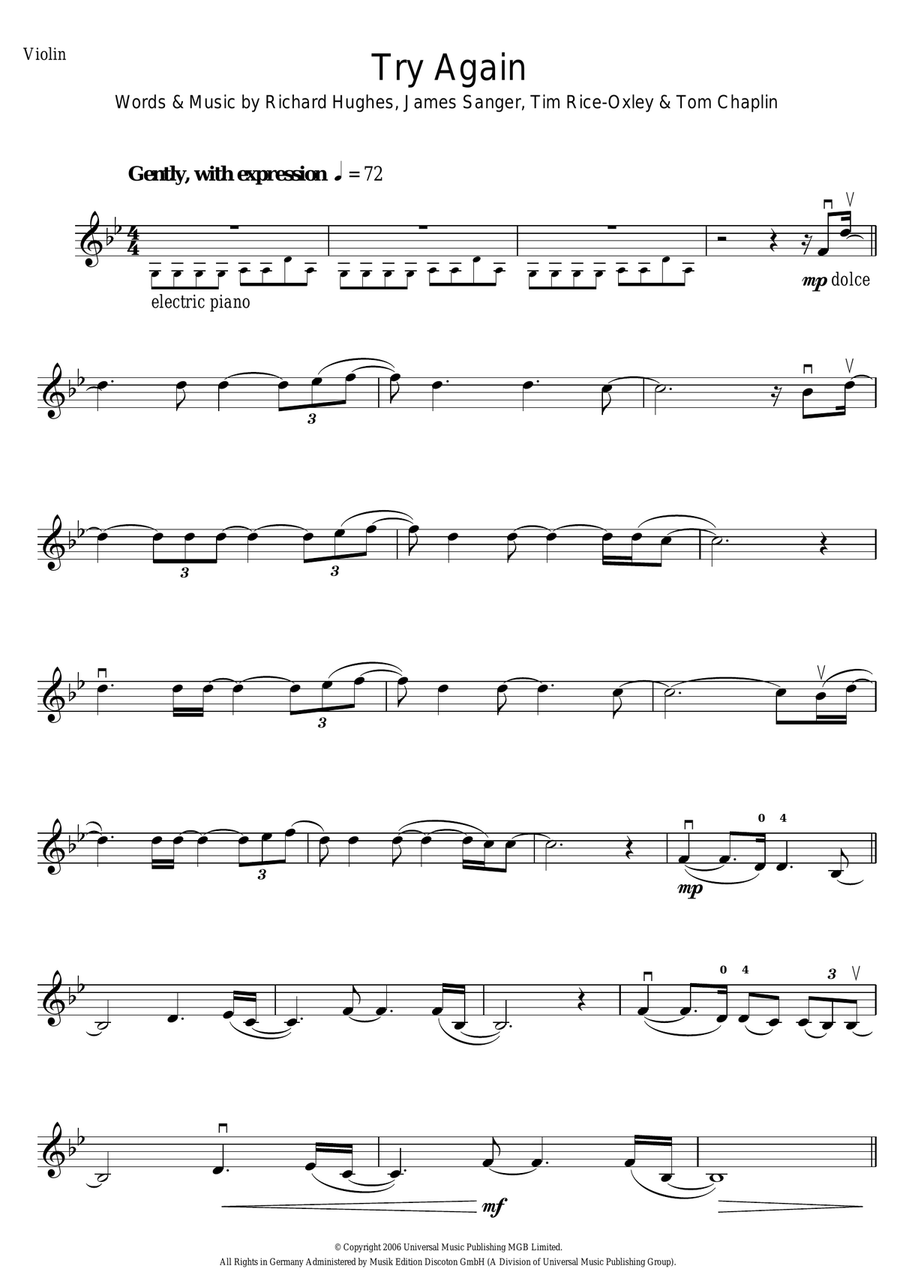 Try Again Try Again Violin Solo scores gallery preview page 1