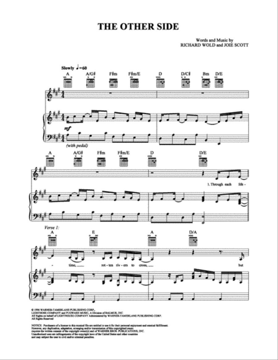 The Other Side The Other Side Piano, Vocal, Guitar scores gallery preview page 1