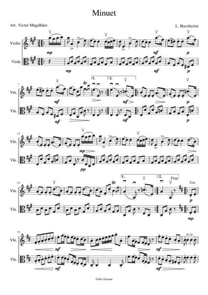 Minuet - Luigi Boccherini - Violin and Viola Duet image number null