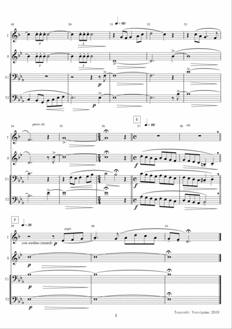 Fantasy from Down By The Salley Gardens for Brass Quartet Brass Quartet scores gallery preview page 4