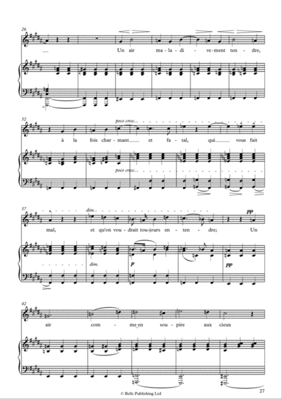 Au cimetiere (Clair de lune), Op. 7 No. 5 (B Major) Voice Solo scores gallery preview page 2