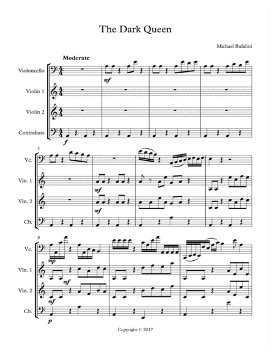 The Dark Queen String Quartet scores gallery preview page 1