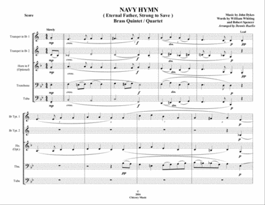 Navy Hymn (Eternal Father, Strong to Save) - Brass Quintet/Quartet Brass Quintet scores gallery preview page 1
