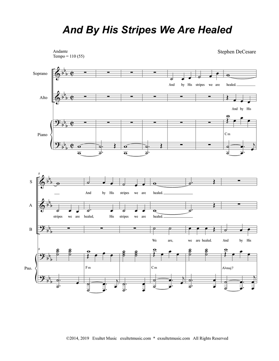 And By His Stripes We Are Healed (for SAB) 3-Part scores gallery preview page 2