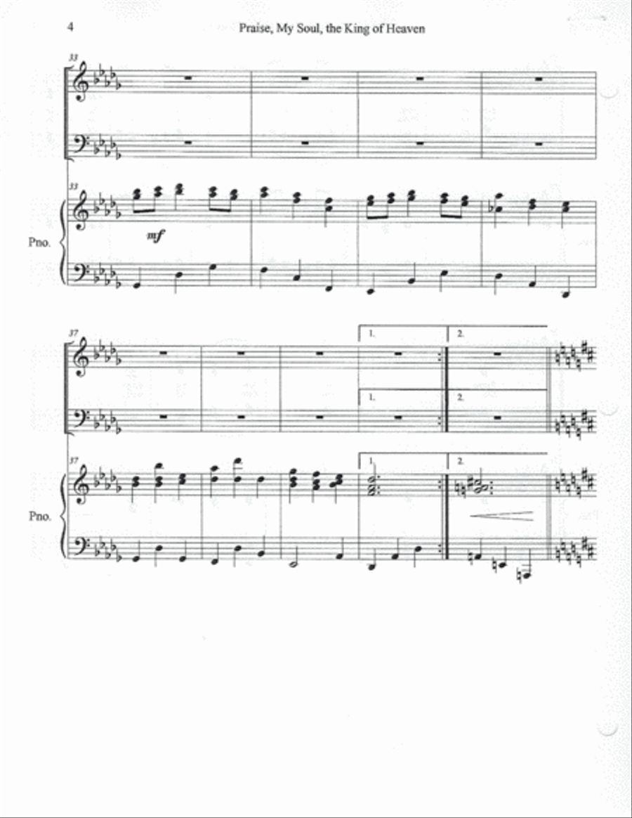 Praise, My Soul, the King of Heaven 4-Part scores gallery preview page 4