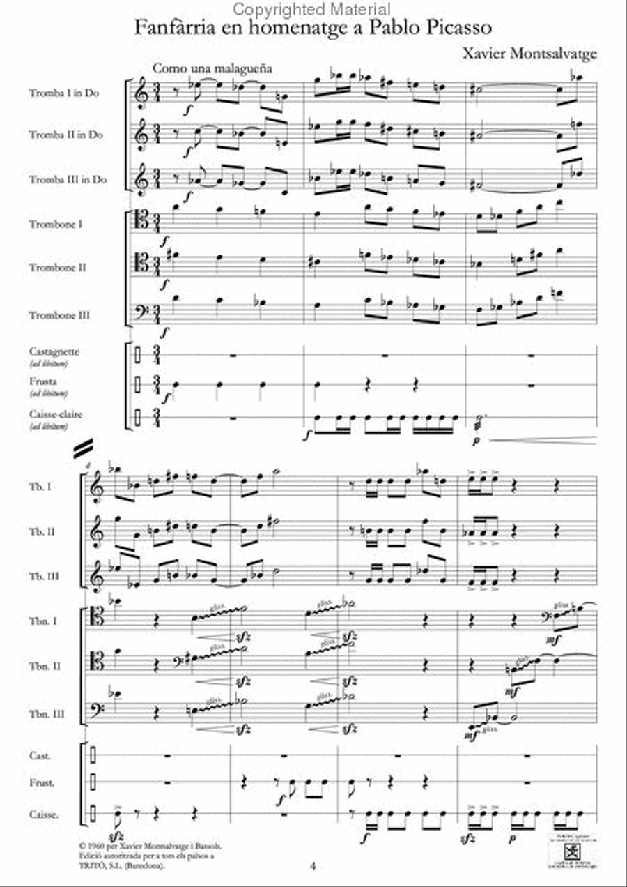 Fanfàrria en homenatge a Picasso Percussion scores gallery preview page 2