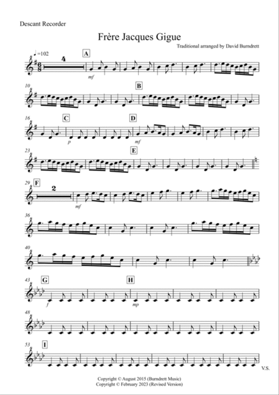 Frere Jacques for Recorder Trio Recorder scores gallery preview page 5