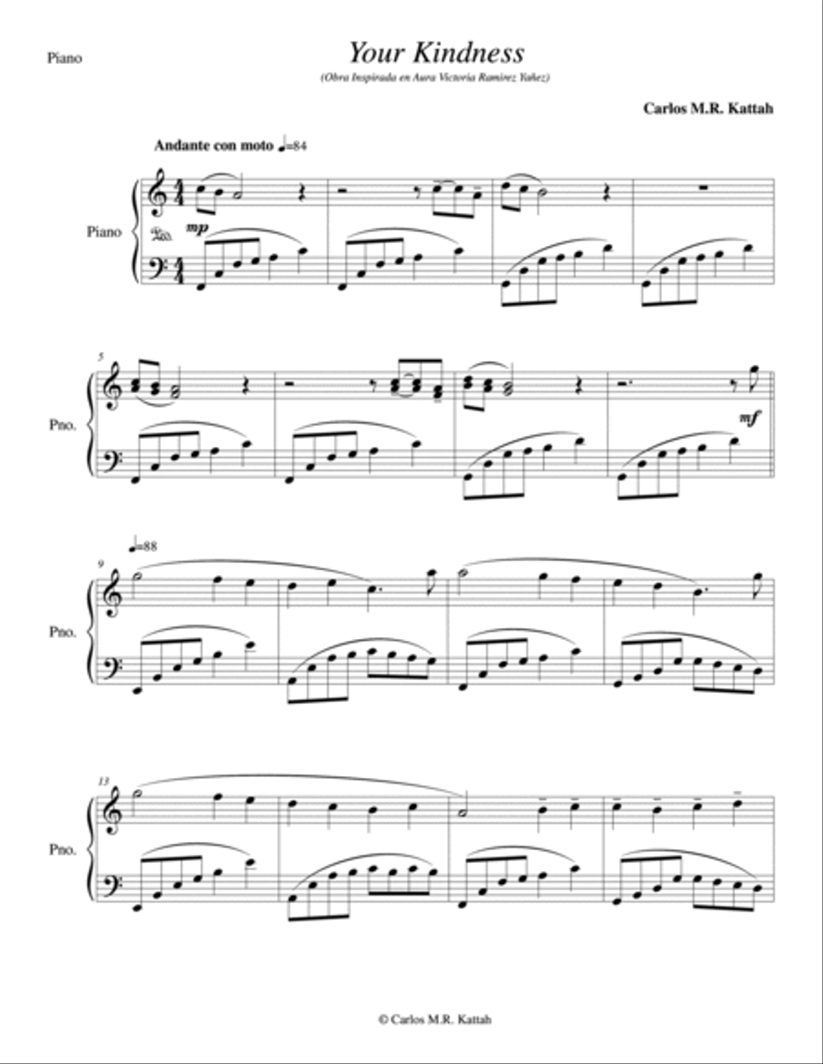 Your Kindness Your Kindness Piano Solo scores gallery preview page 5
