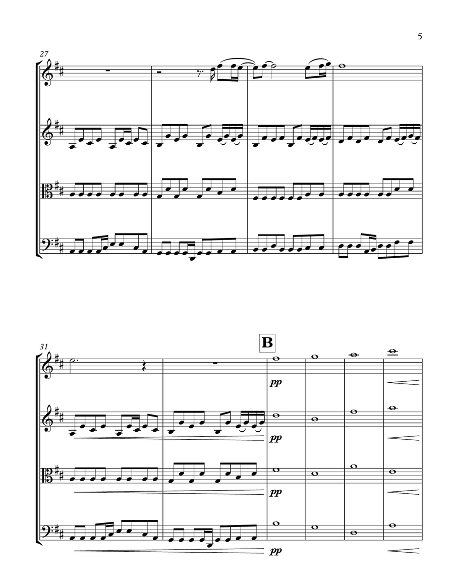 Oceans (Where Feet May Fail) String Quartet scores gallery preview page 5