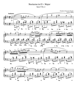 Chopin - Nocturnes, Op.9 No.2 in E-Flat Major - Original With Fingered For Piano Solo