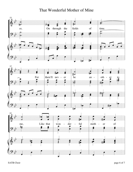 That Wonderful Mother of Mine (for SATB choir with Piano Accompaniment) image number null