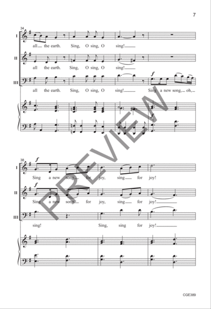 Sing A New Song (Three-part Mixed with opt. a capella) 3-Part scores gallery preview page 7
