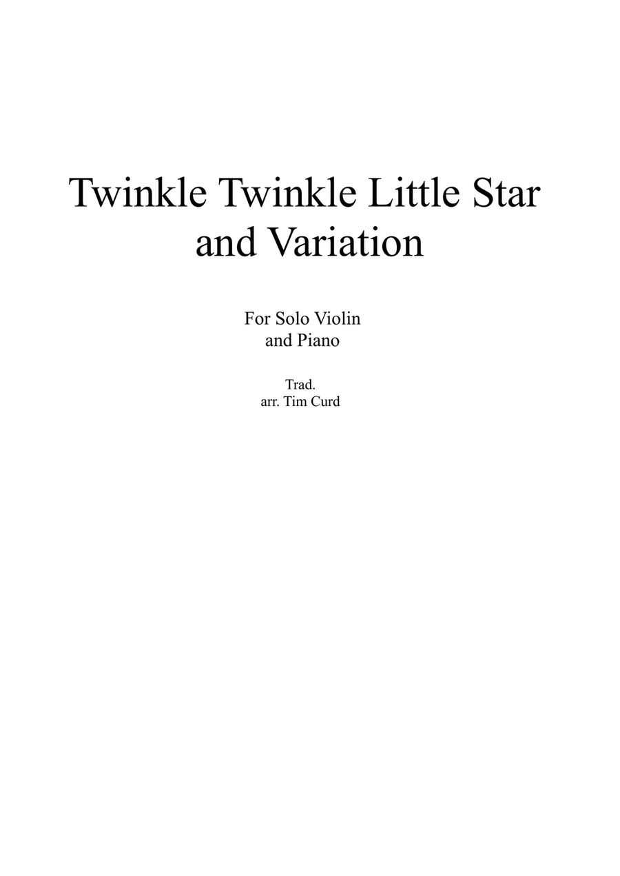 Twinkle Twinkle Little Star and Variation for Violin and Piano Violin Solo scores gallery preview page 1
