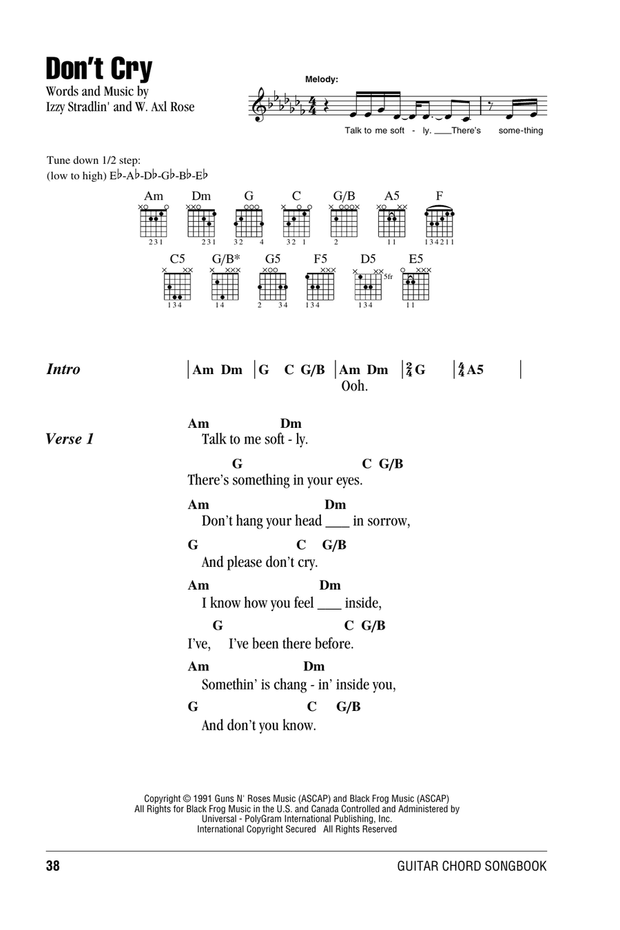 Don't Cry Acoustic Guitar scores gallery preview page 1