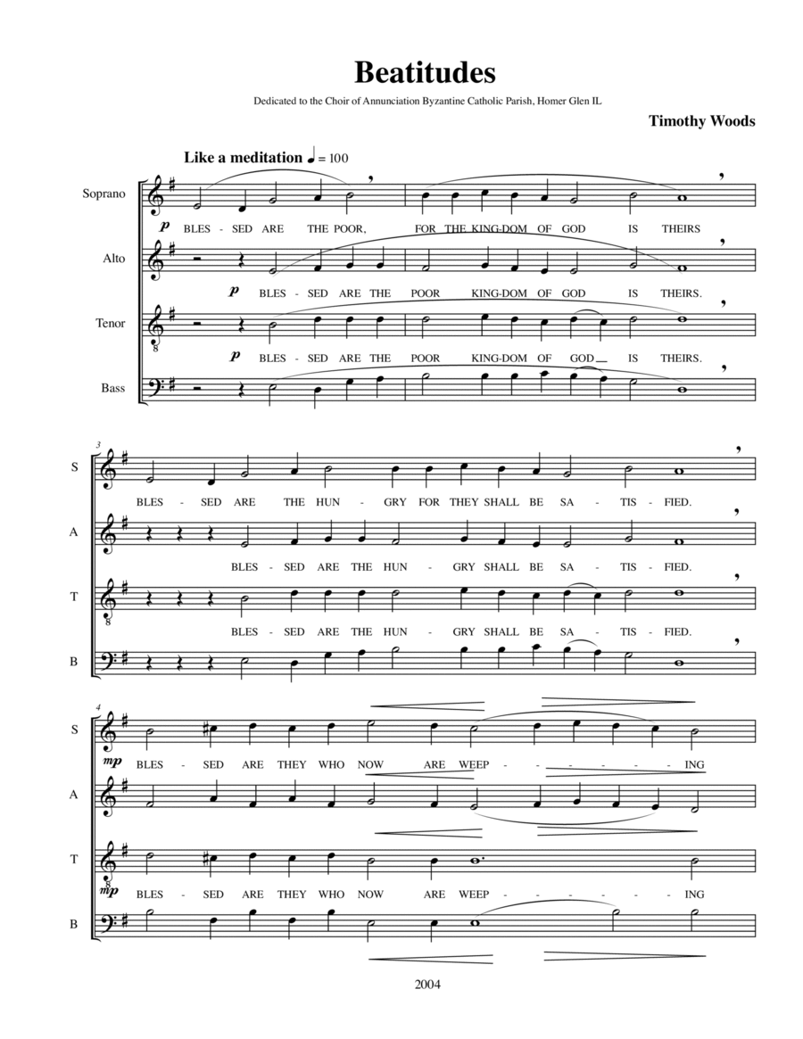 Beatitudes 4-Part scores gallery preview page 1