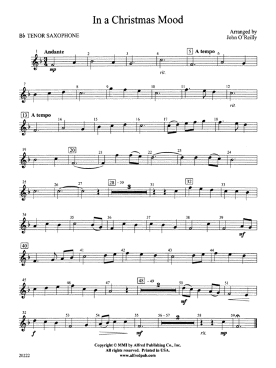 In the mood tenor deals sax sheet music