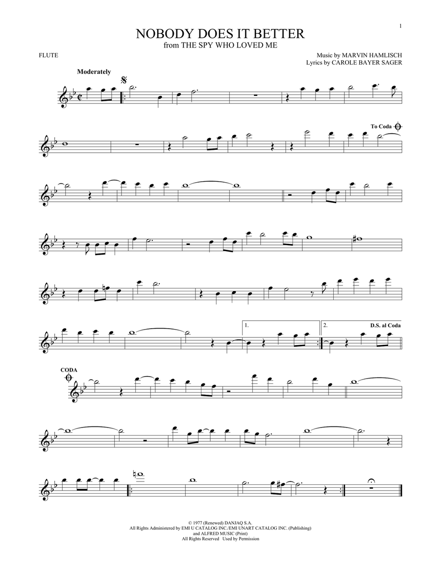 Nobody Does It Better Flute Solo scores gallery preview page 1
