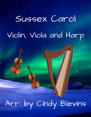 Book cover for Sussex Carol, for Violin, Viola and Harp