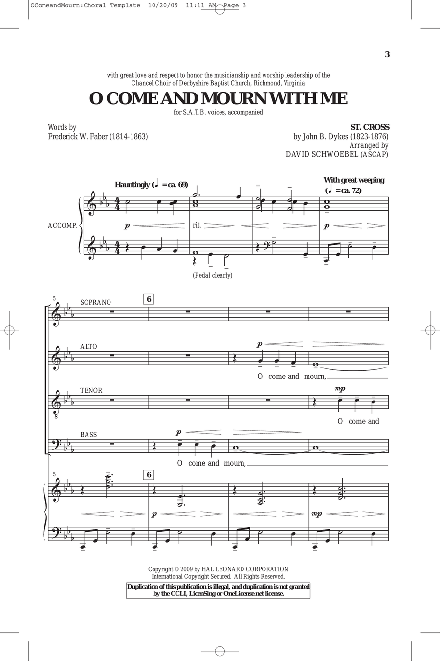 O Come And Mourn With Me Awhile 4-Part scores gallery preview page 1