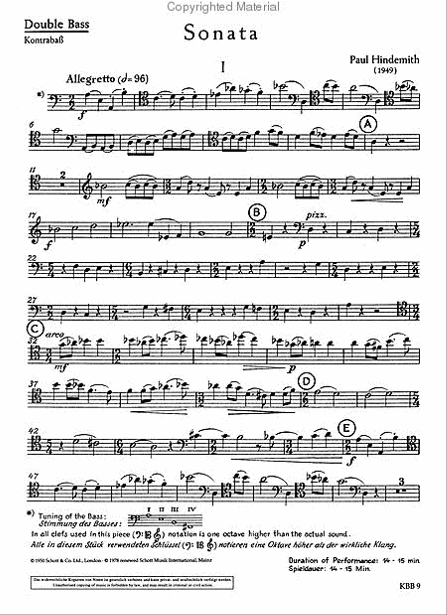 Bass Sonata (1949) Bass Sonata (1949) Double Bass scores gallery preview page 4