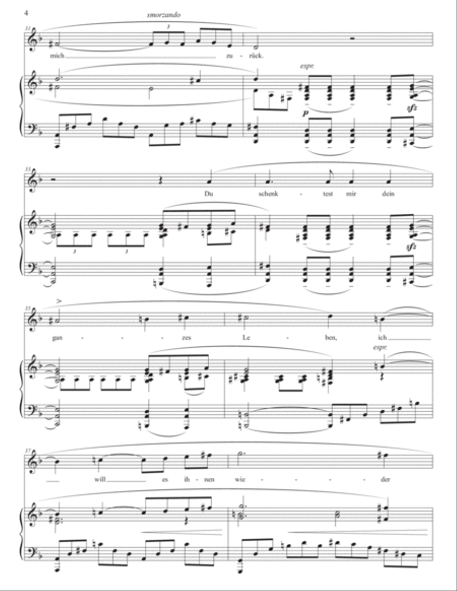 STRAUSS: Befreit, Op. 39 no. 4 (transposed to D minor) Voice scores gallery preview page 5