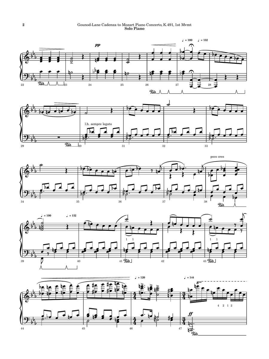 Cadenzas to Mozart Piano Concerto, K.491, Op. 42 Piano Solo scores gallery preview page 2