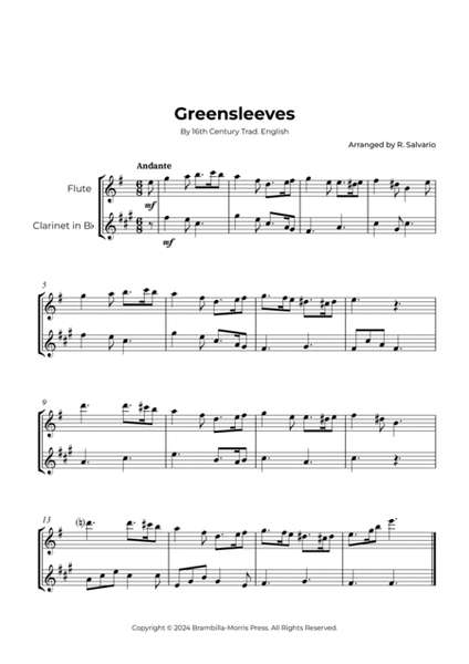 Greensleeves (Flute and Clarinet Duet) image number null