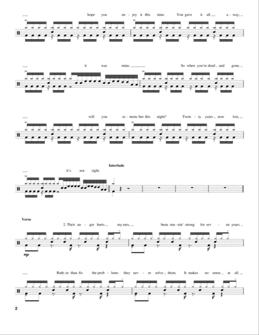 Stay Together For The Kids Drum Set scores gallery preview page 2