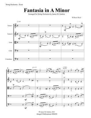 Byrd: Fantasia in A Minor for String Orchestra - Score Only