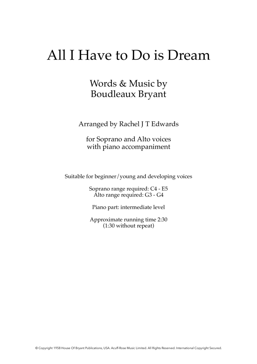 All I Have To Do Is Dream Alto Voice scores gallery preview page 1