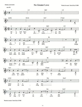 No Greater Love (lead sheet)