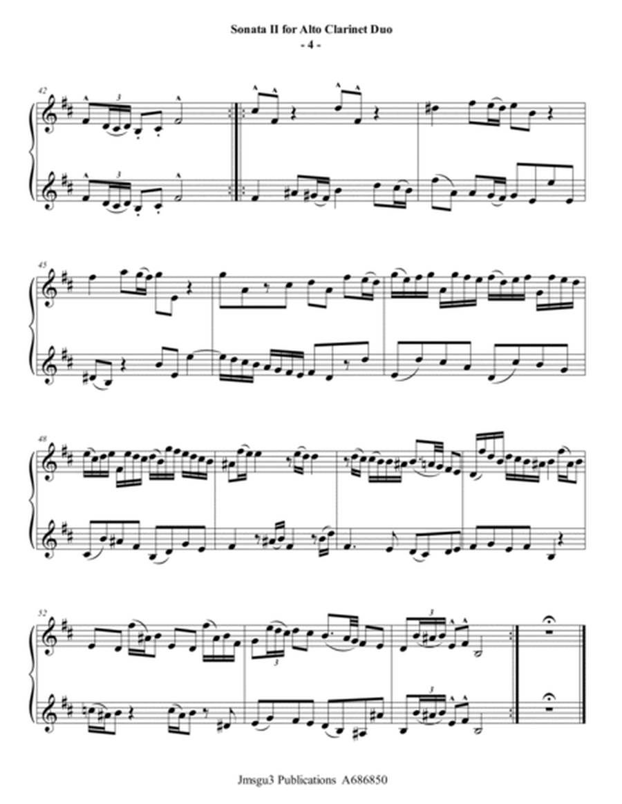 Sammartini: Sonata Op. 1 No. 2 for Alto Clarinet Duo image number null