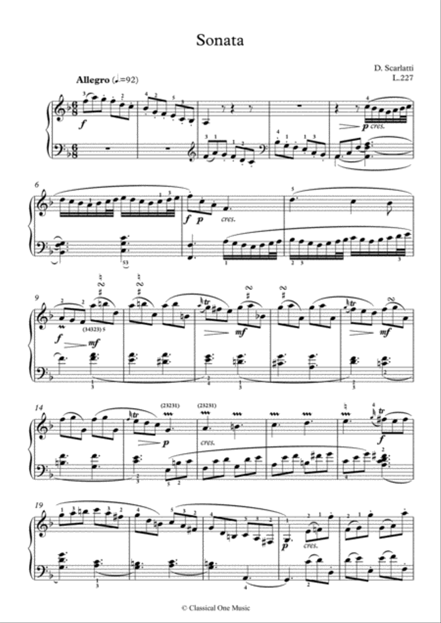 Scarlatti-Sonata in F-Major L.227 K.543(piano) Piano Solo scores gallery preview page 2