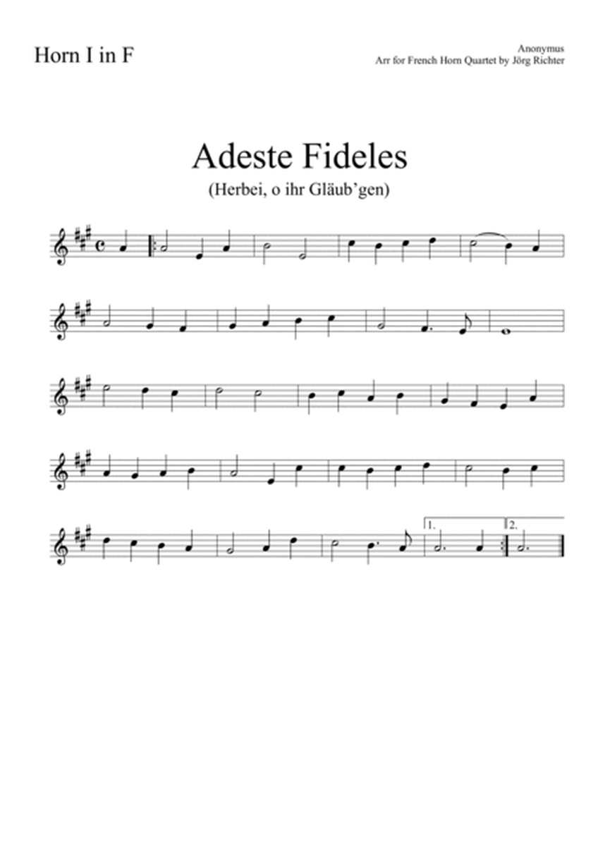 Adeste fideles (O Come All Ye Faithful) for French Horn Quartet image number null